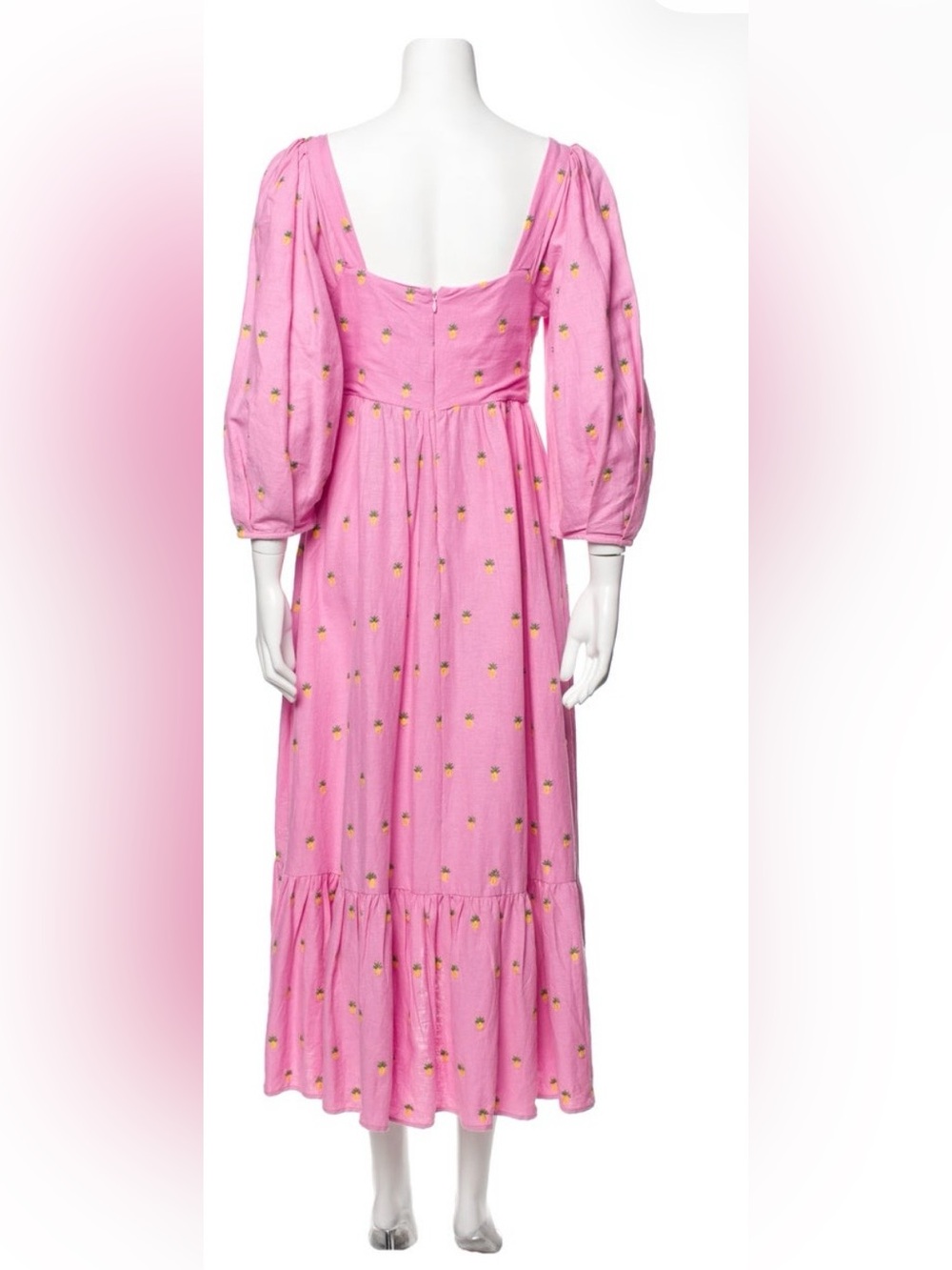 FARM Rio Pink Pineapple-Embroidered Maxi Dress